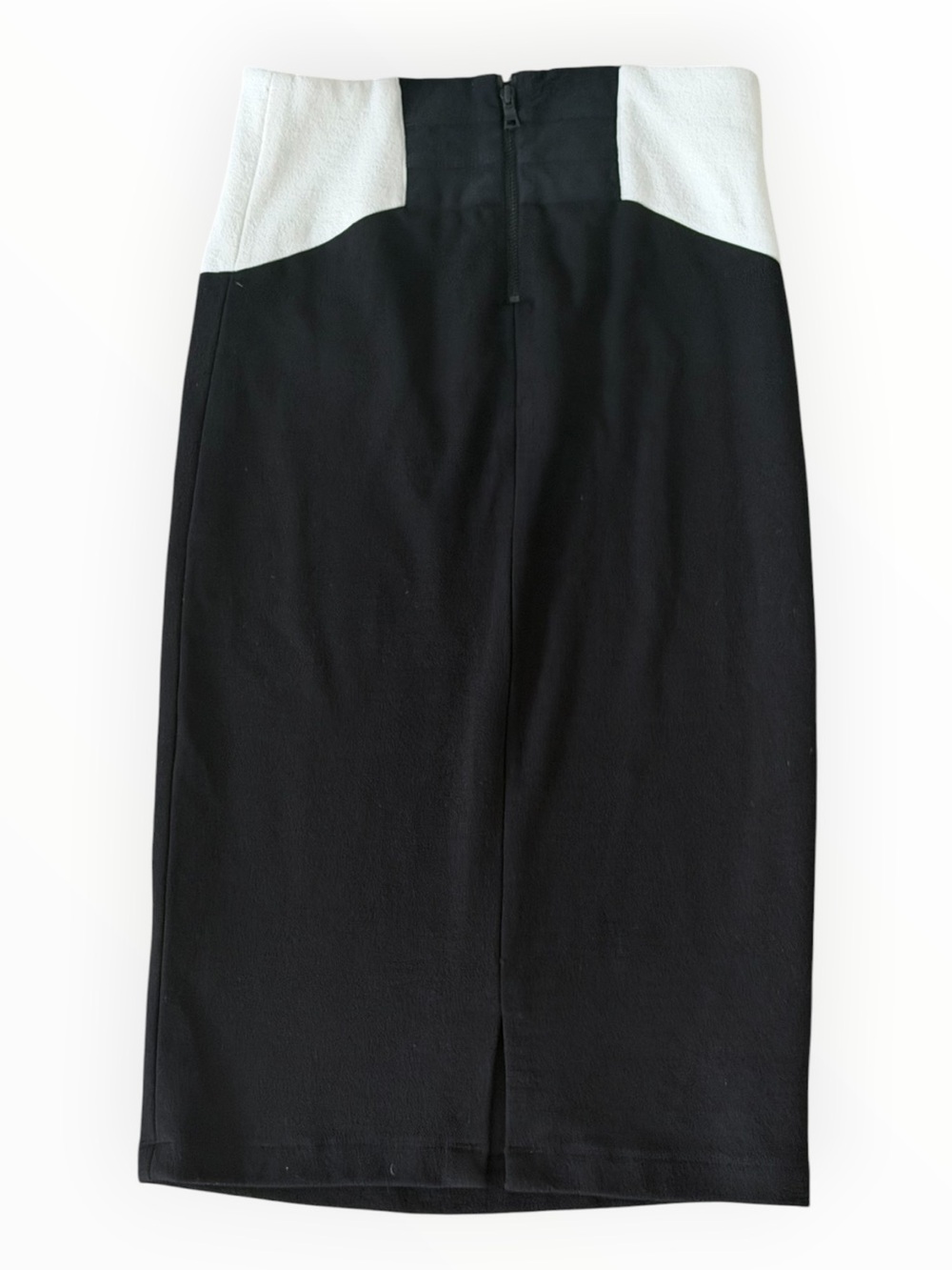 ALICE + OLIVIA Black Pencil Skirt White Waist Panels Designer S Classic Work - Picture 2 of 6